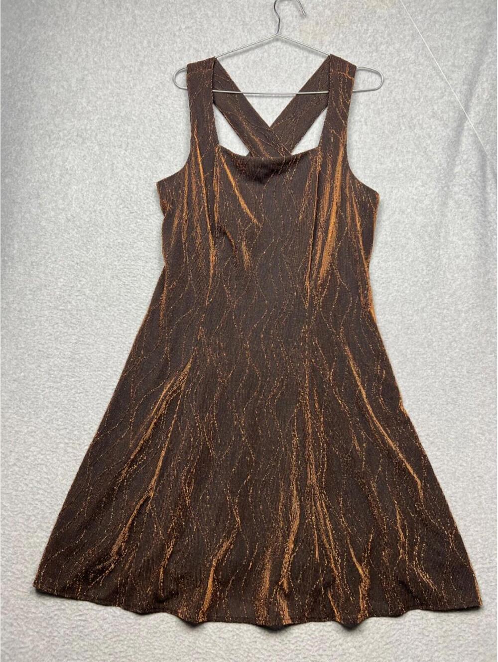 Y2k Vintage Molly Malloy Womens Metallic fit flare Dress 16 Simmer Event Wedding